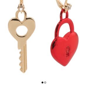 Betsey Johnson Red and Gold Heart Key Earrings